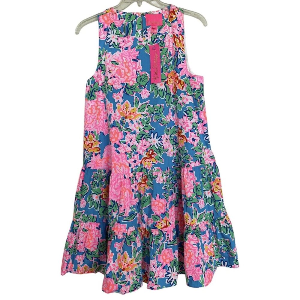 Lilly Pulitzer Dress Womens Small Trina Tiered‎ Multi Rose To The Occasion Swing